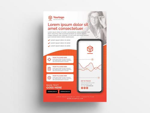 Bright Red and White Flyer Layout with Smartphone Illustrations - 329912133