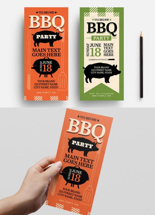 Bbq Cookout Flyer with Silhouette Illustrations - 329912285