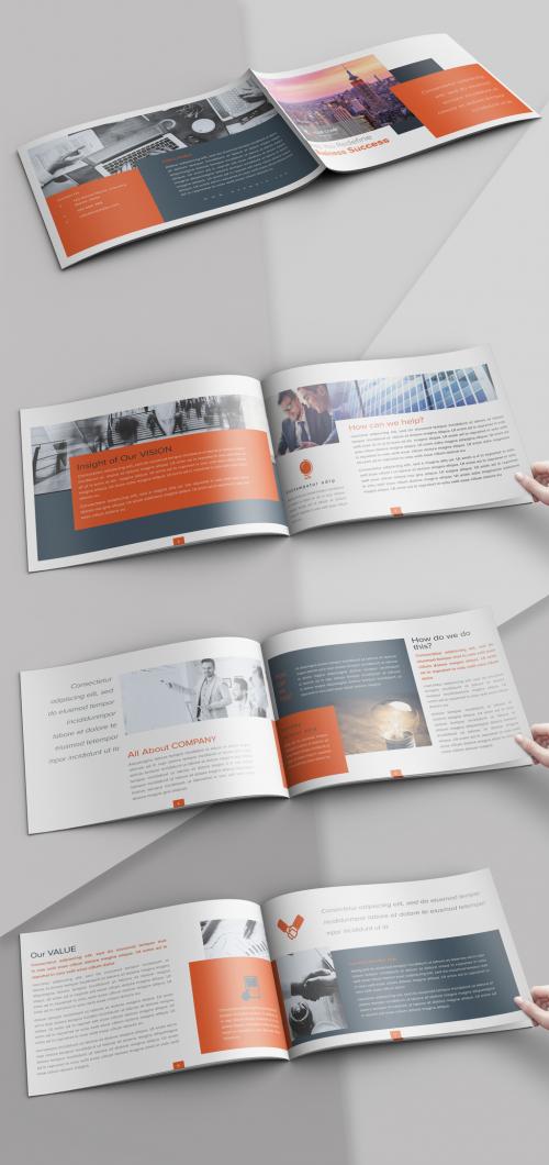 Landscape Brochure Layout with Orange and Grey Accents - 330145516