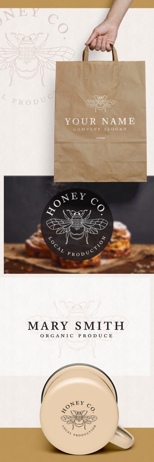 Logo Layout Set with Bee Illustration - 330151604