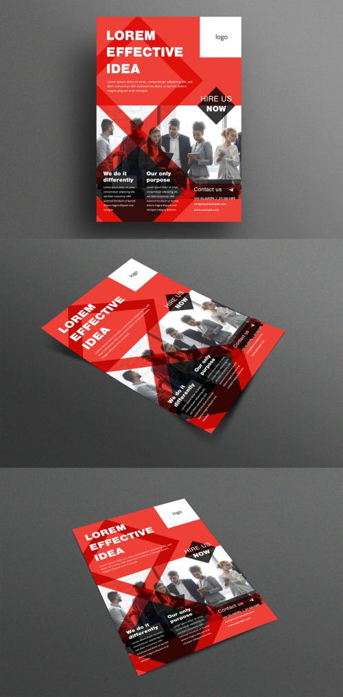 Corporate Flyer Layout with Red Geometric Elements - 330191832