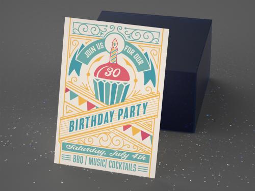 Vintage Happy Birthday Poster Layout - 330361190