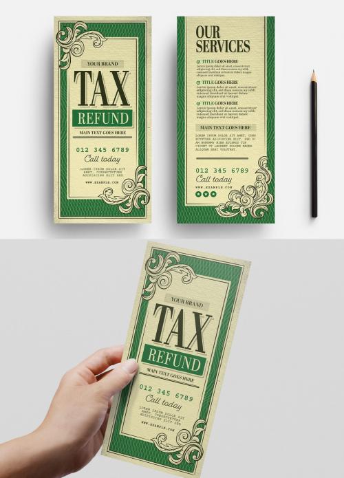 Tax Refund Service Flyer Layout with Dollar Bill Style - 330812180