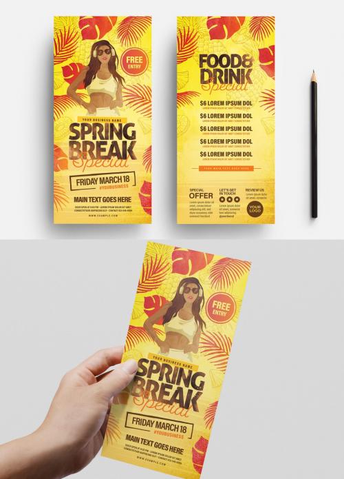 Spring Break Party Flyer Layout with Tropical Style - 330812285