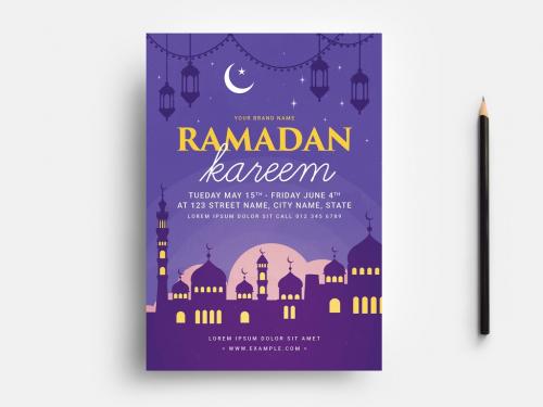 Ramadan Flyer Layout with Skyline - 330812370