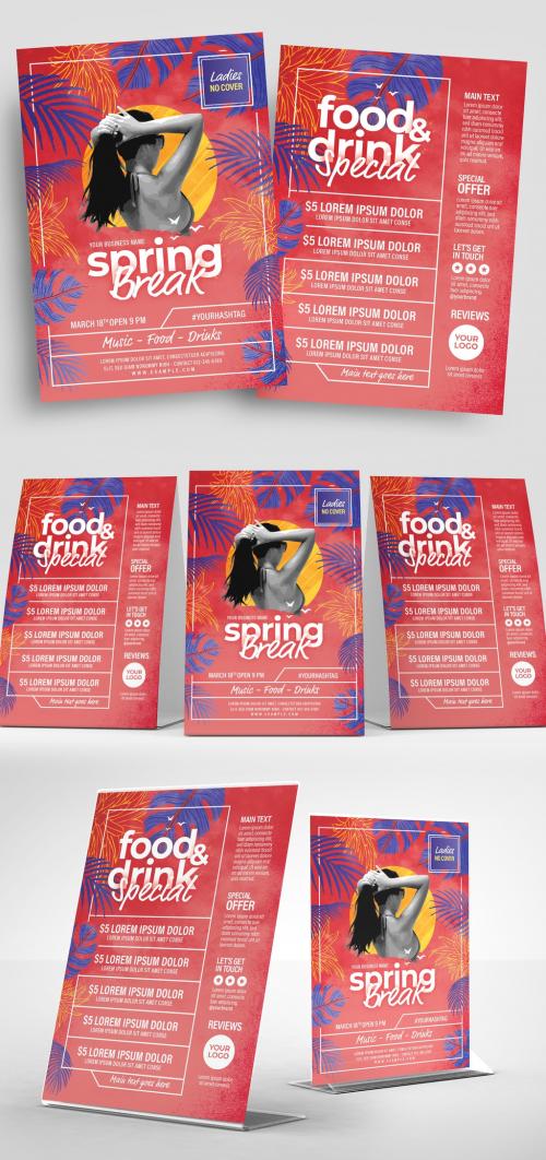 Spring Break Flyer Layout with Modern Style - 330812384