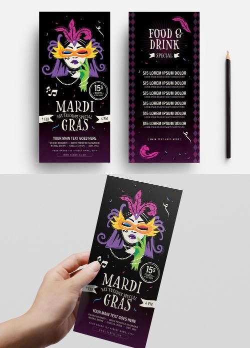 Mardi Gras Carnival Flyer Layout with Traditional Style - 330812429