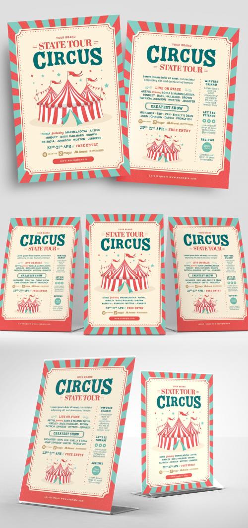 Circus Flyer Layout with Tent Illustration - 331024511