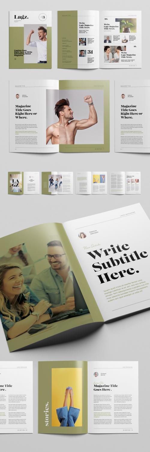 Pale Green and White Magazine Layout - 331031842