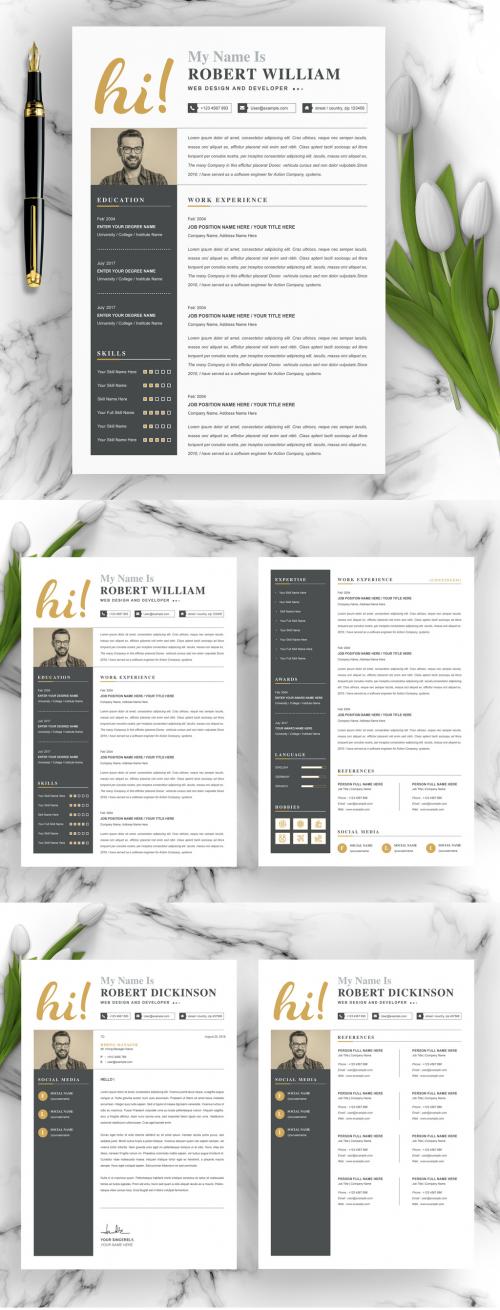 Resume Layout with Black Sidebar - 331264290