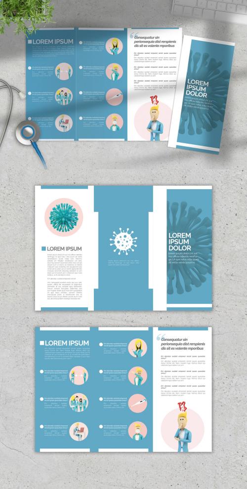 Medical Trifold Brochure Layout with Coronavirus Information - 331311069