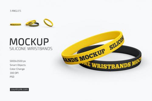 Silicone Wristbands Mockup Set