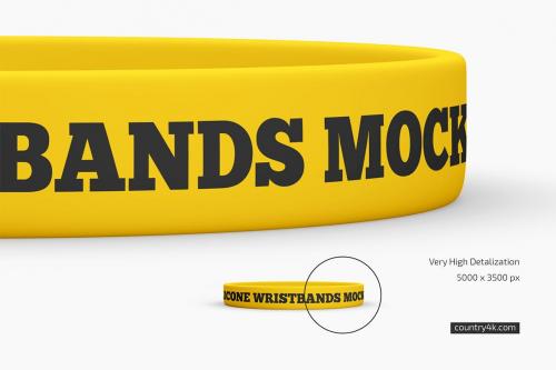 Silicone Wristbands Mockup Set