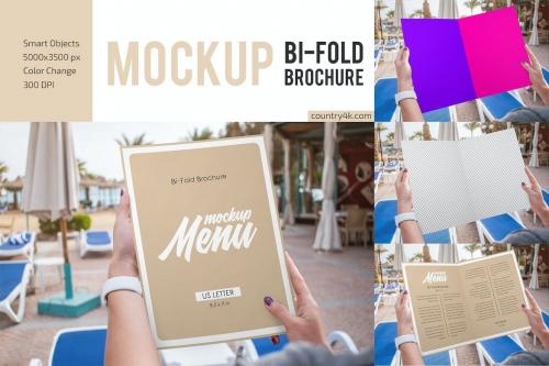 Bi-Fold Brochure Menu Mockup Set