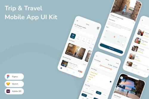 Trip &amp; Travel Mobile App UI Kit