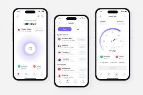 VPN Server Mobile App UI Kit