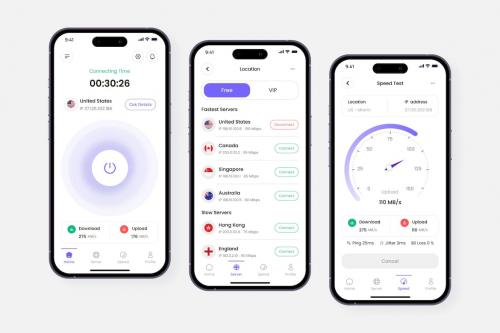 VPN Server Mobile App UI Kit