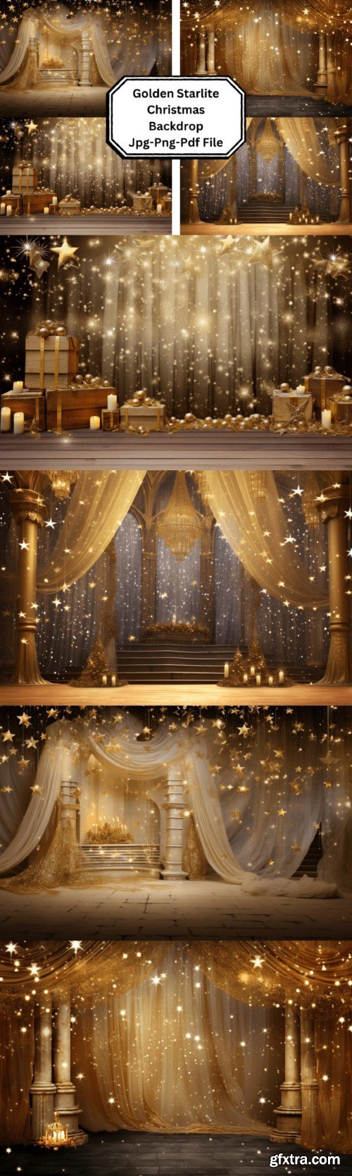 Golden Starlite Christmas Backdrop