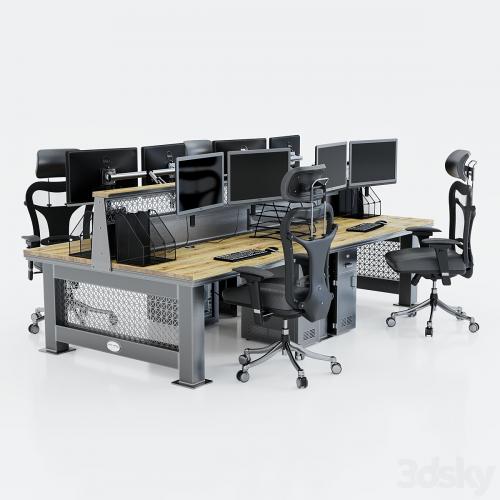 Computer desk for 4 workplaces