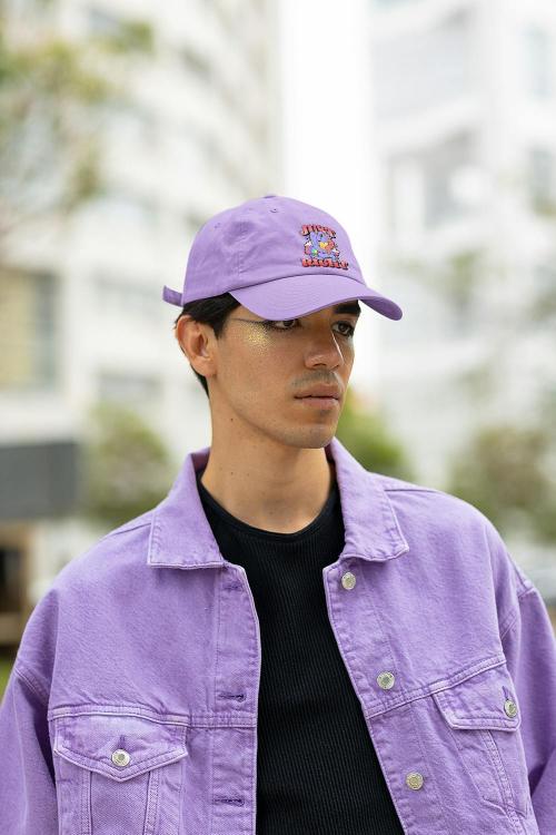 Dad Hat Mockup Featuring a Man with Graphic Eye