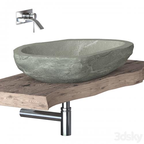 Stone washbasin with slab top