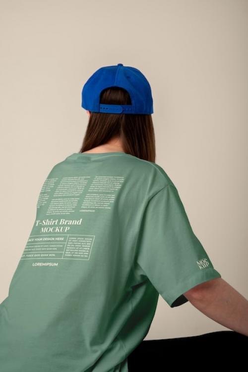 Side View Woman Posing With T-shirt