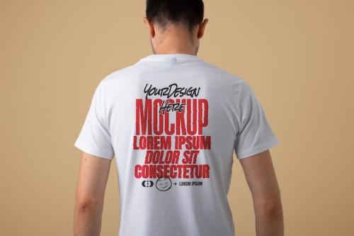 Back View Man Wearing Cool Tshirt Mockup