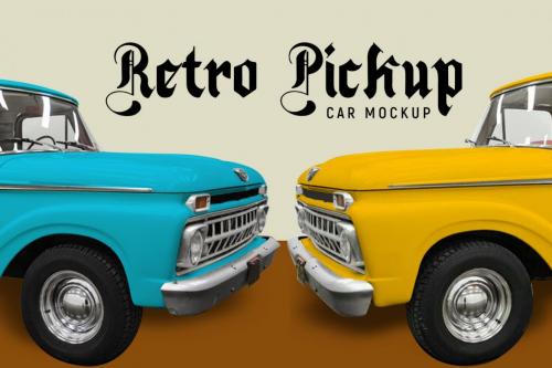 Deeezy - Retro pickup car mockup