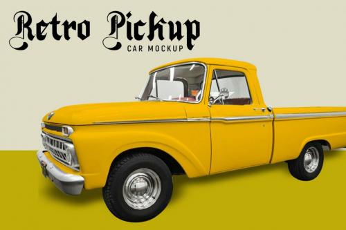 Deeezy - Retro pickup car mockup