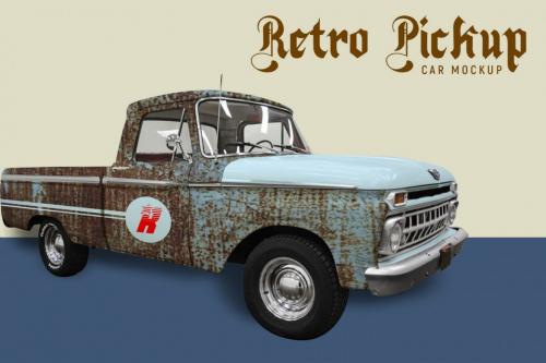 Deeezy - Retro pickup car mockup