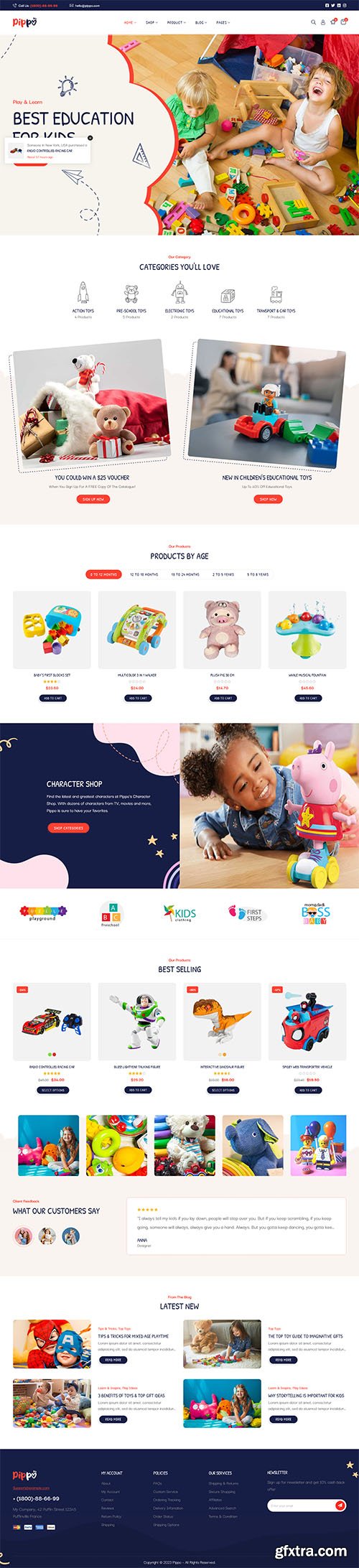 Themeforest Pippo - Kids Toys Store WooCommerce WordPress Theme Version 1.0.2 48964769