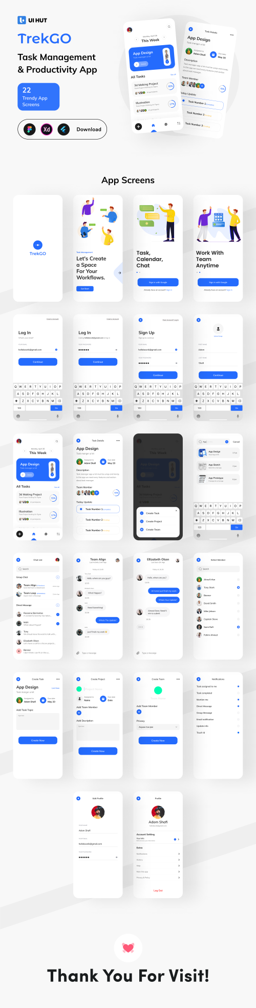 UIHut - TrekGo Task Management & Productivity App UI Kit - 10713