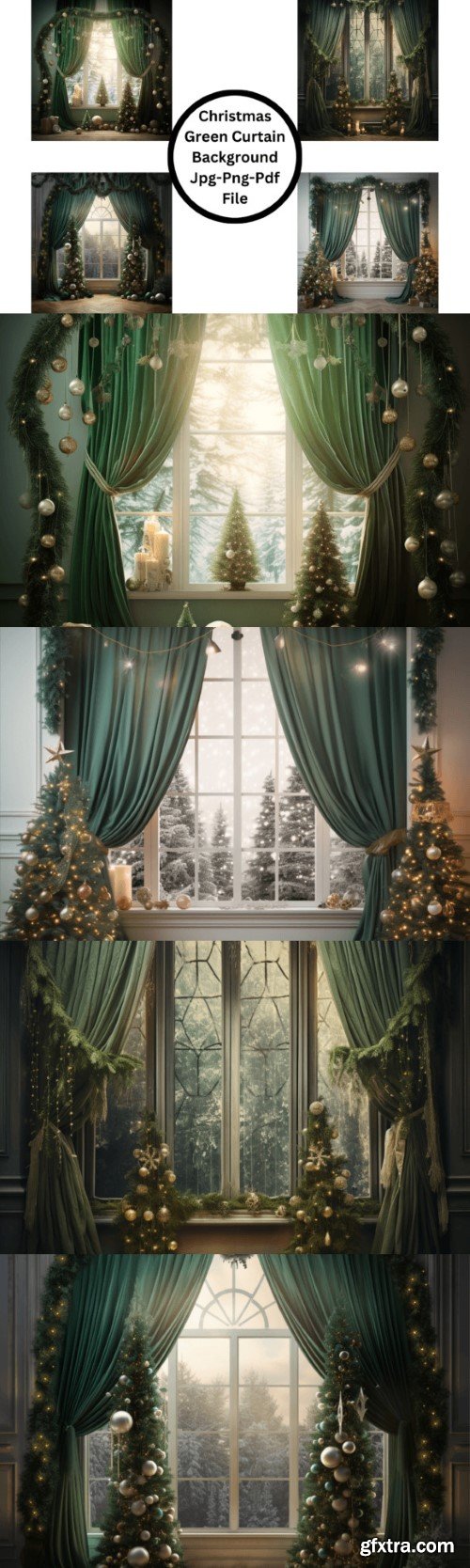 Christmas Green Curtain Background