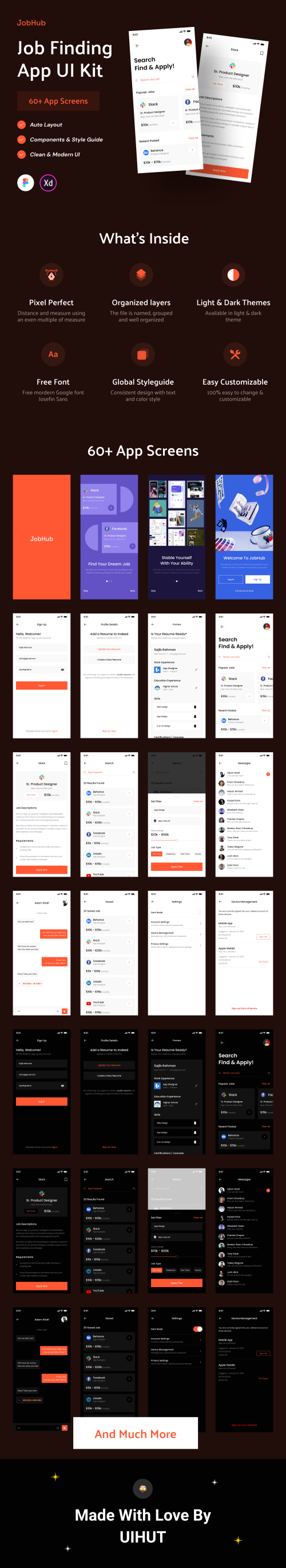 UIHut - Job Finder App UI Kit - Job Hub - 19172