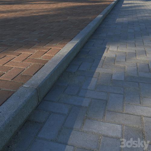 Paving slabs and curb (curb)