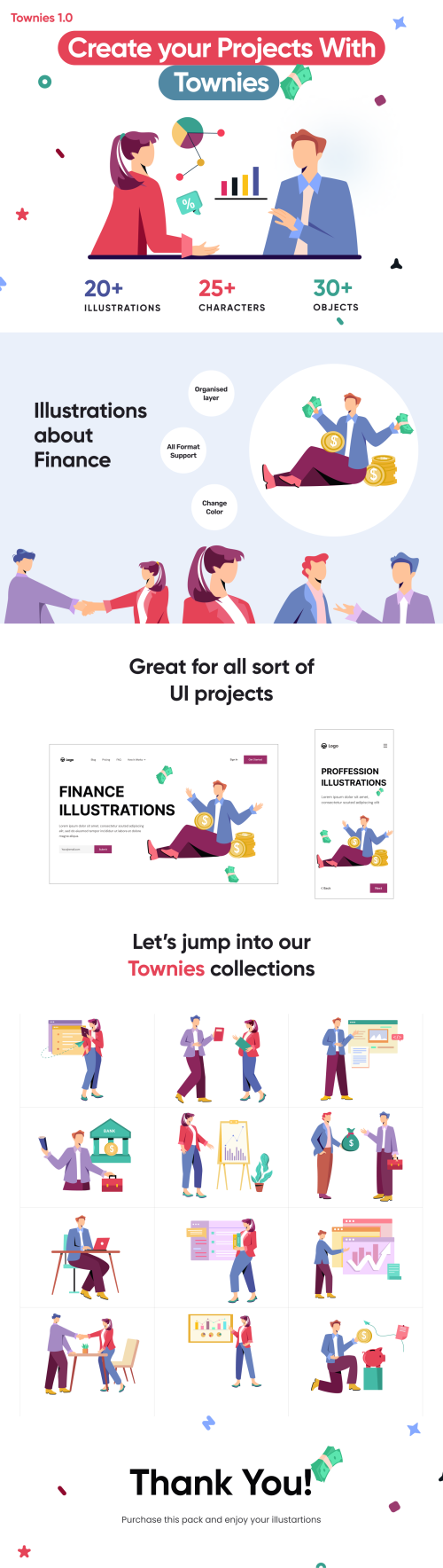 UIHut - Townies Finance illustration pack - 19357