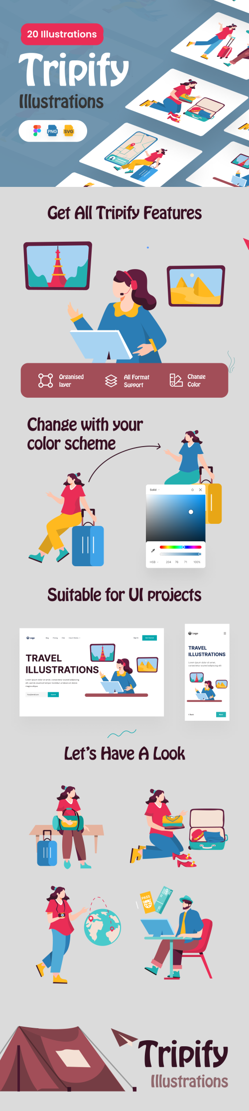 UIHut - Tripify Travel Illustrations Pack - 19358