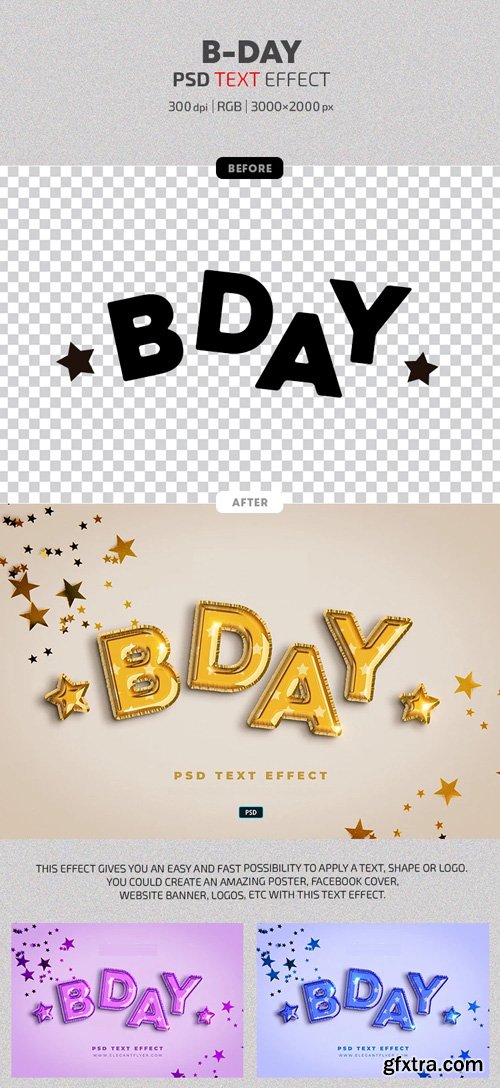 B-Day Photoshop Text Effect