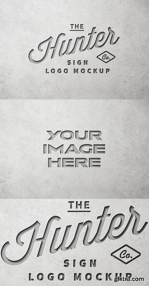 Concrete Wall Sign Logo PSD Mockup Template