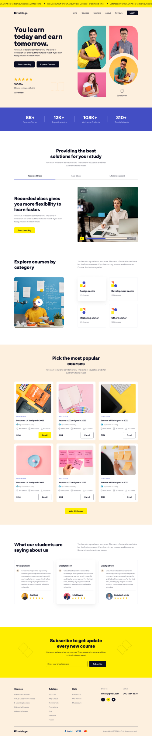 UIHut - Tutelage UI Kit Online Learning Web Design Template - 21831