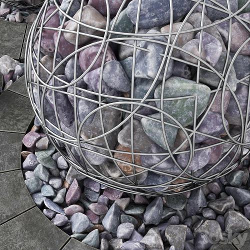 Street gabion sphere decor / Street decor with gabions