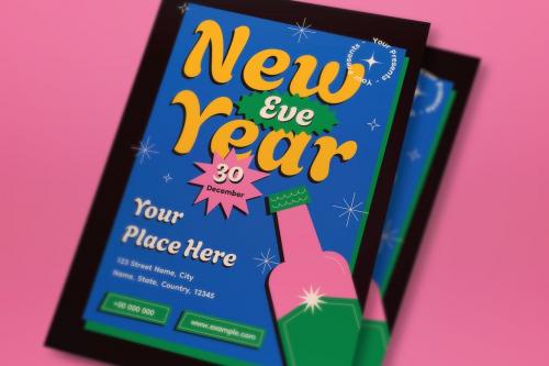 Black Colorful New Year's Eve Flyer Set