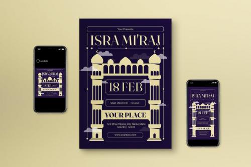 Purple Art Deco Isra Mi'raj Flyer Set