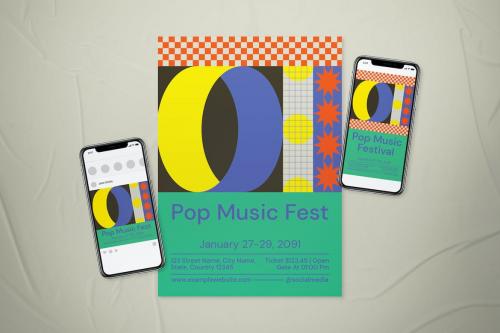 Geo Minimalism Pop Music Festival Event Flyer Set