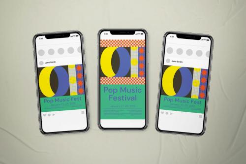 Geo Minimalism Pop Music Festival Event Flyer Set