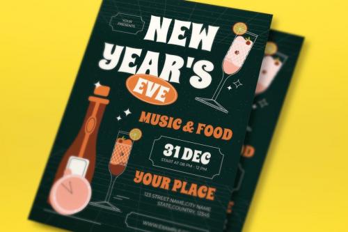 Black Art Deco New Year Eve Flyer Set