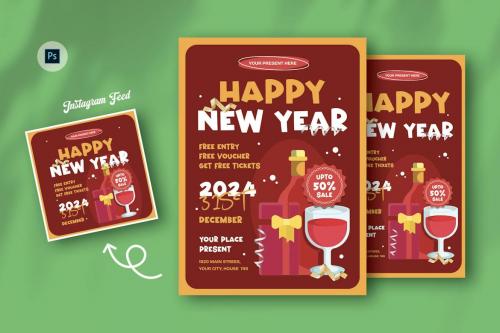 Store New Year Day Flyer Template