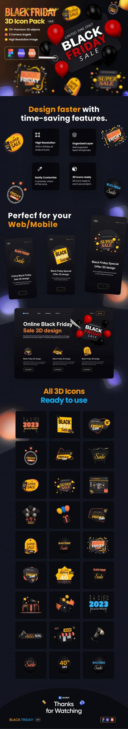 UIHut - Black Friday 3D Icon Pack - 25734