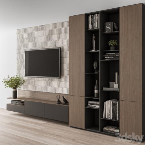 TV Wall Concrete and Wood - Set 22