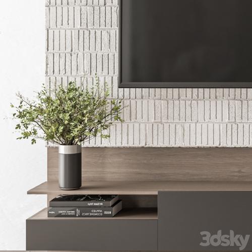 TV Wall Concrete and Wood - Set 22